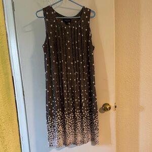 Perceptions Grey and White Polka Dot Midi Dress